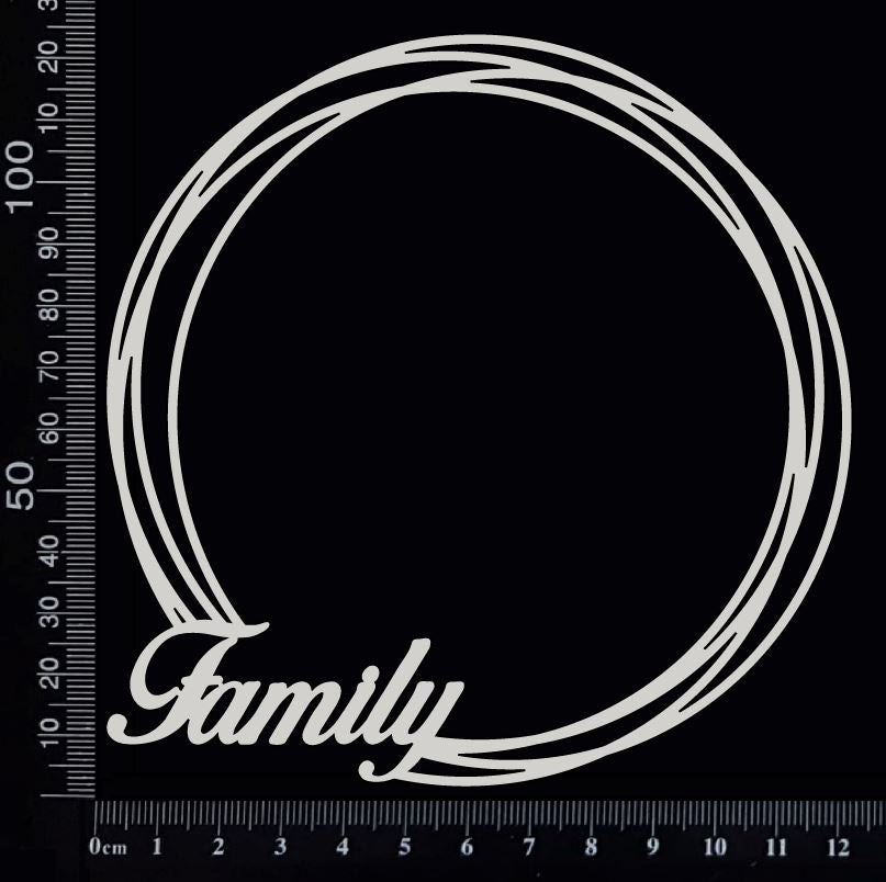 Distressed Circle - Family - Large -  White Chipboard