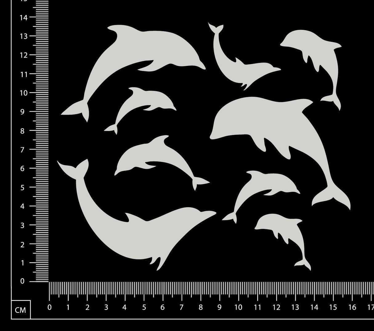 Dolphins Set - B - Small - White Chipboard