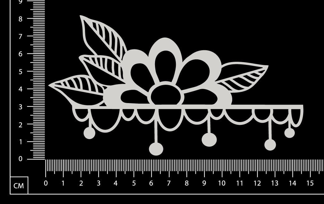 Doodle Flower Border - White Chipboard