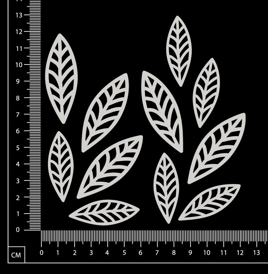 Doodle Leaves Set - White Chipboard