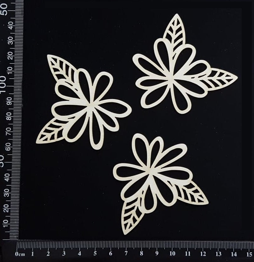 Doodle Flowers Set - A - White Chipboard