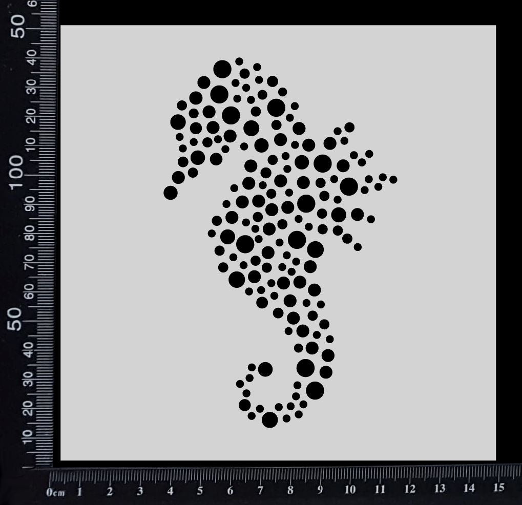 Dotty Seahorse - Stencil - 150mm x 150mm