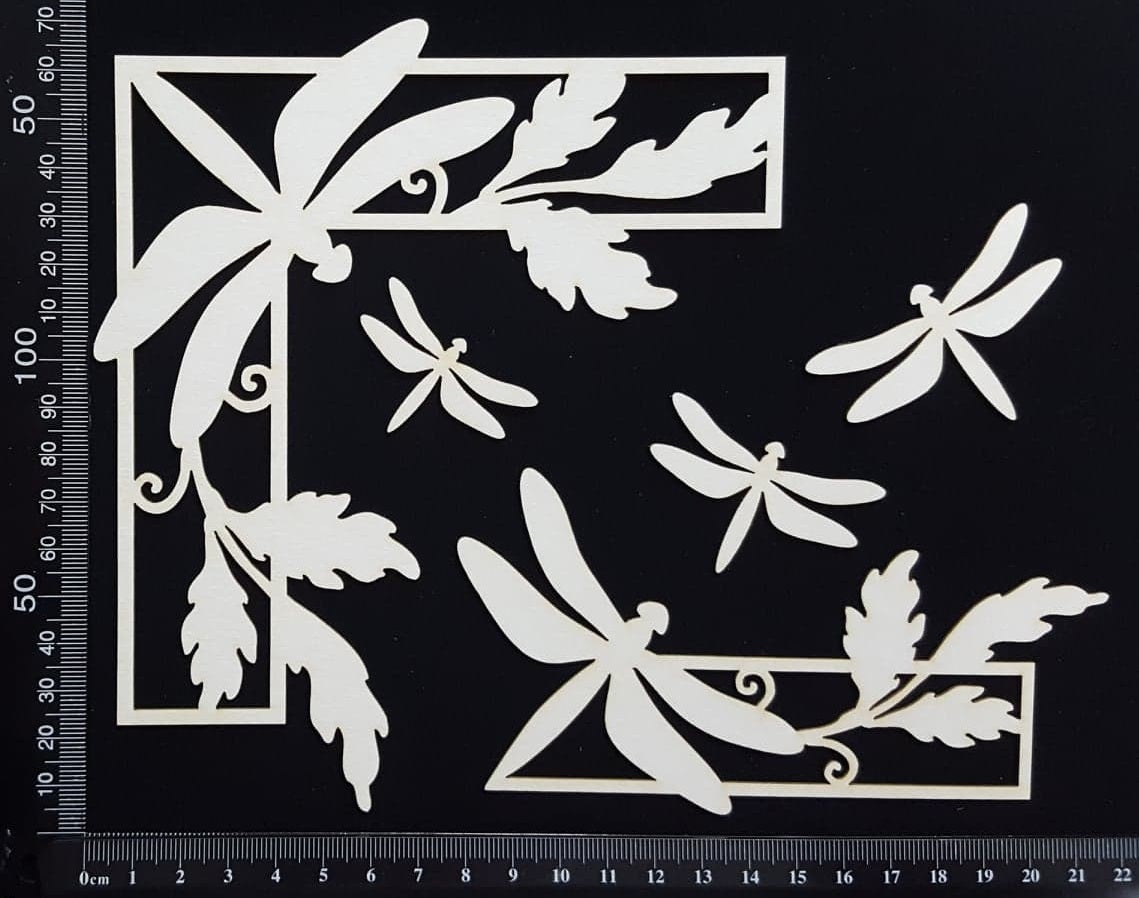 Dragonfly Corner Set - B - White Chipboard