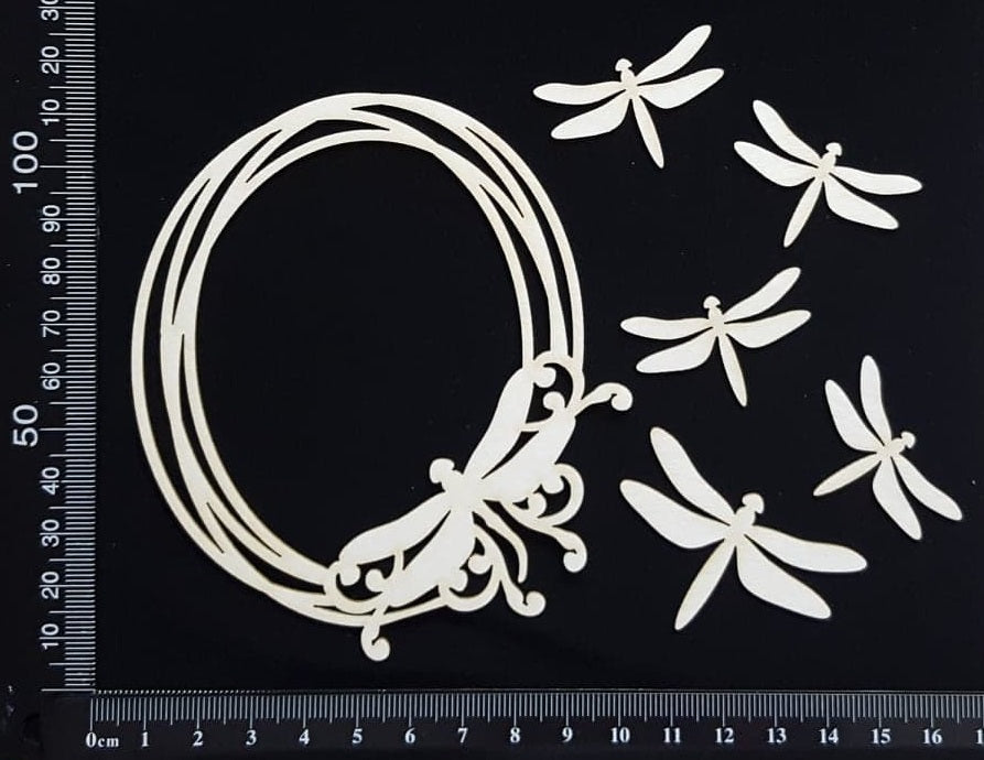 Dragonfly Frame - B - Small - White Chipboard