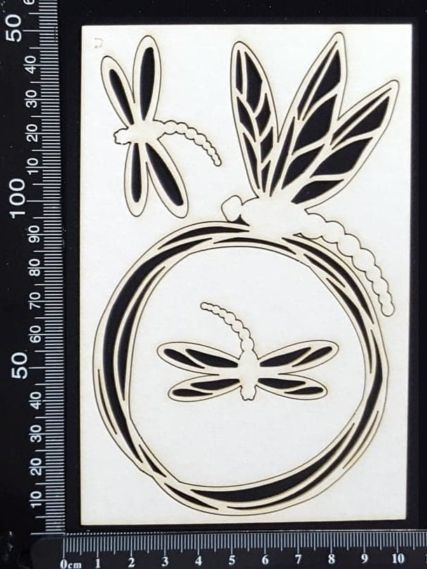 Dragonfly Frame - D - Small - White Chipboard