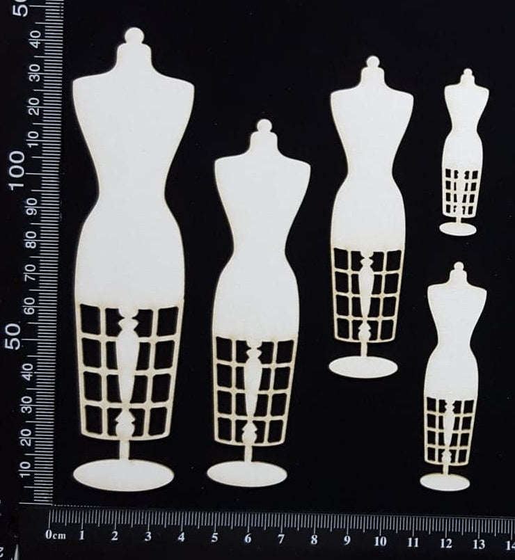 Dressforms Set - A - White Chipboard
