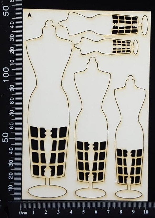 Dressforms Set - A - White Chipboard