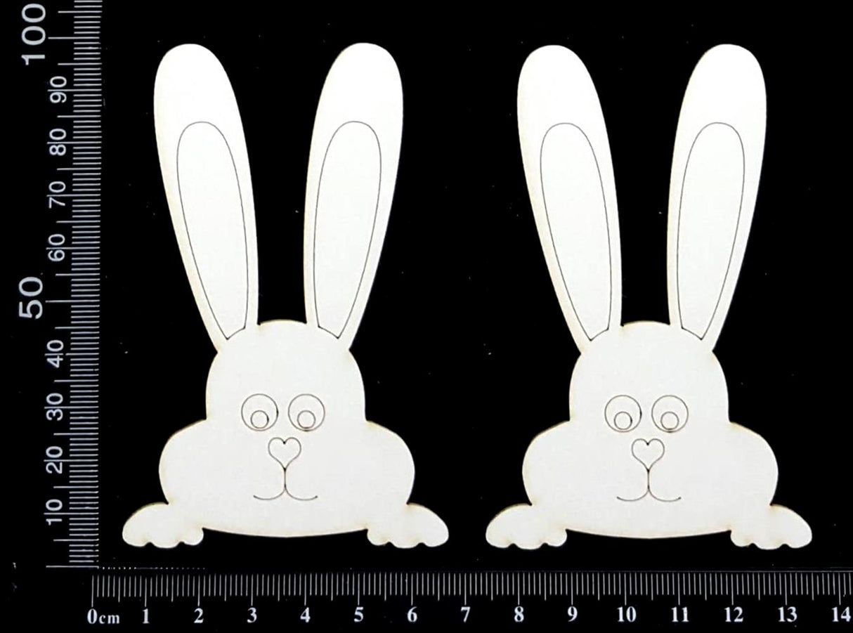 Easter Bunny - Set of 2 - Small - White Chipboard