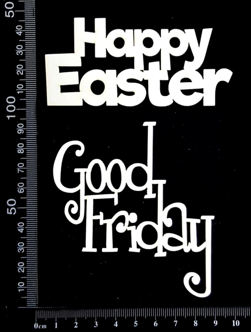 Easter Words Set - B - White Chipboard