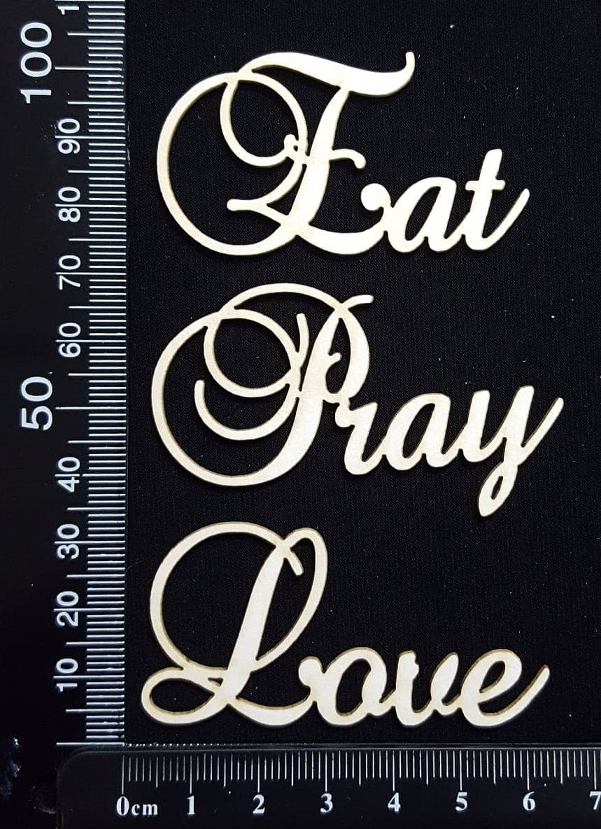 Elegant Word Set - Eat Pray Love - White Chipboard