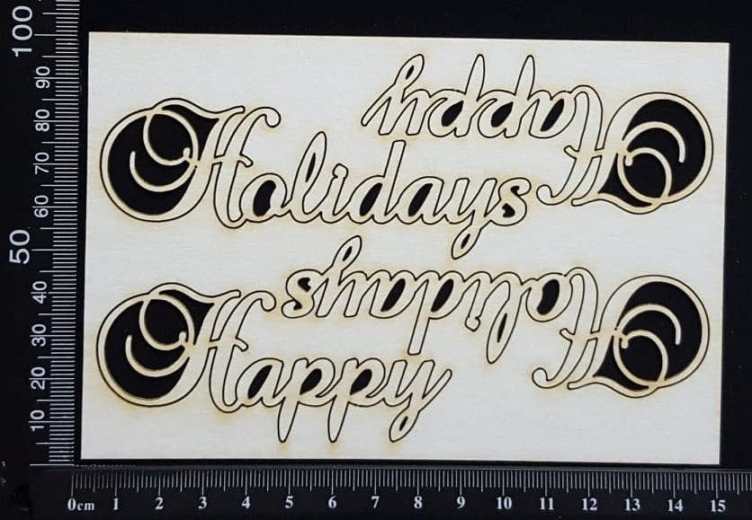 Elegant Words - Happy Holidays - White Chipboard