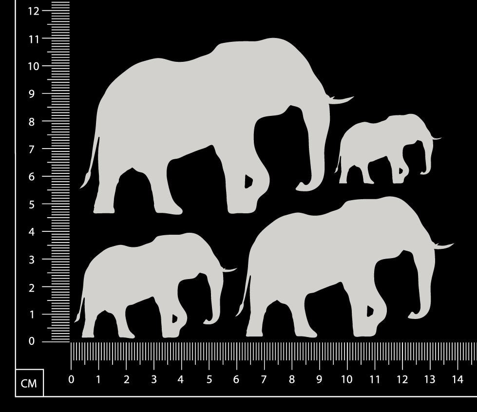 Elephant Set - B - Small - White Chipboard