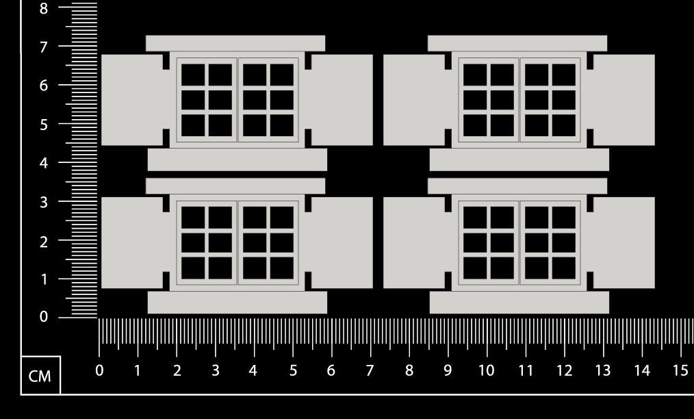 Engraved Windows - A - Small - White Chipboard