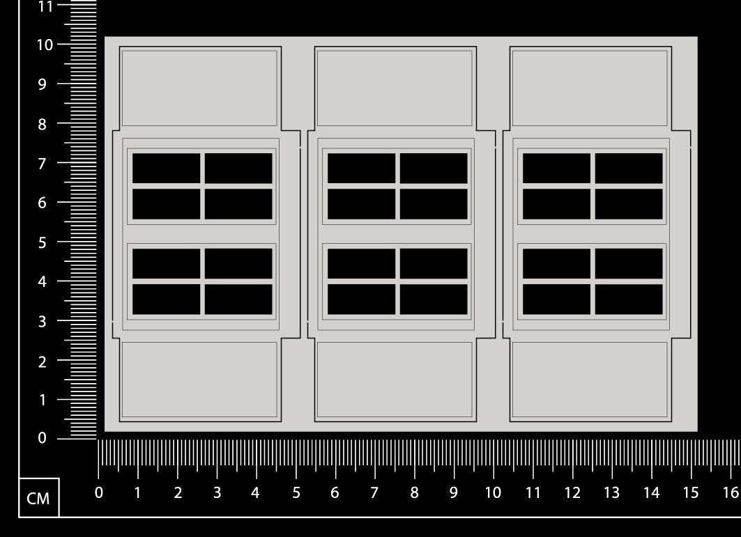 Engraved Windows - B - Medium - White Chipboard
