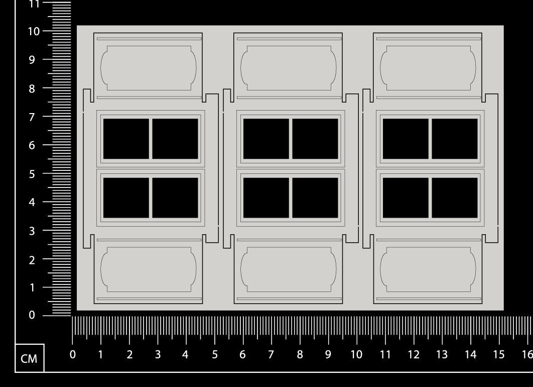 Engraved Windows - C - Medium - White Chipboard