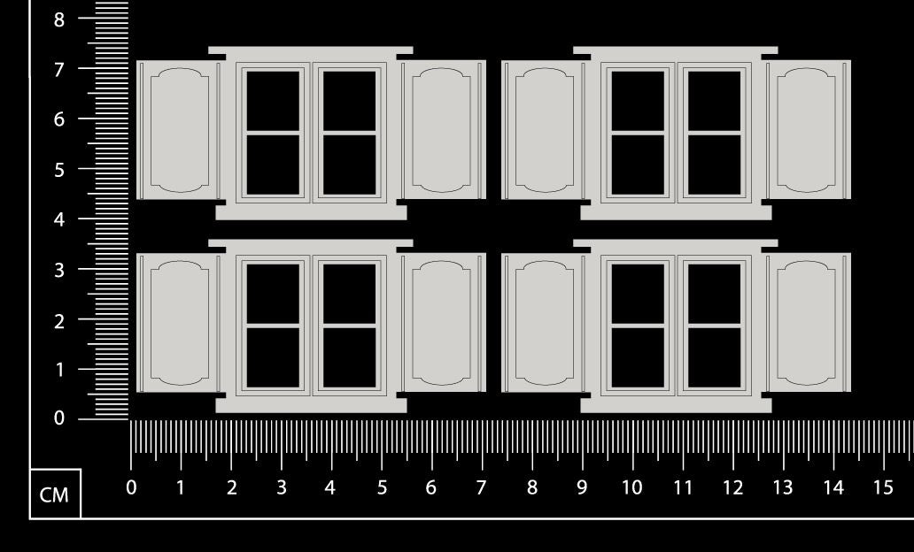 Engraved Windows - C - Small - White Chipboard