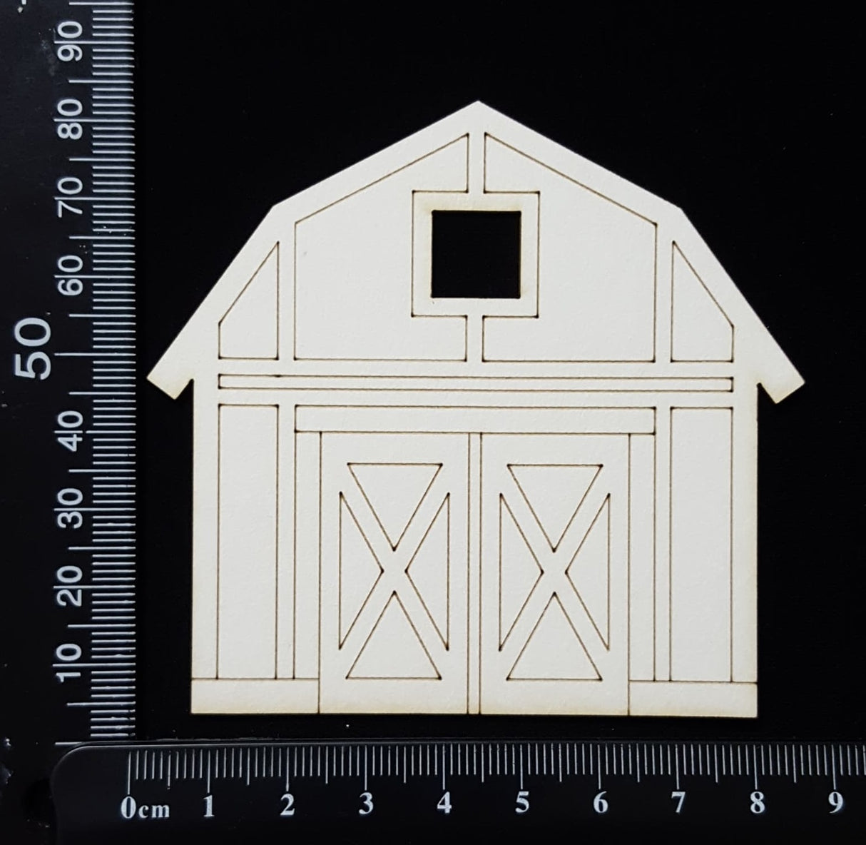Laser Engraved Barn - White Chipboard