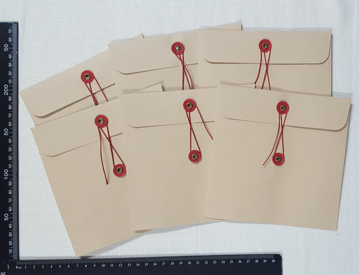 Kraft Envelopes - Tie Down - Set of 6 - (Size 160mm x 160mm)