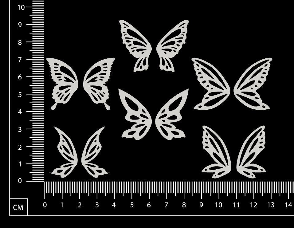 Fairy Wings Set - E - White Chipboard