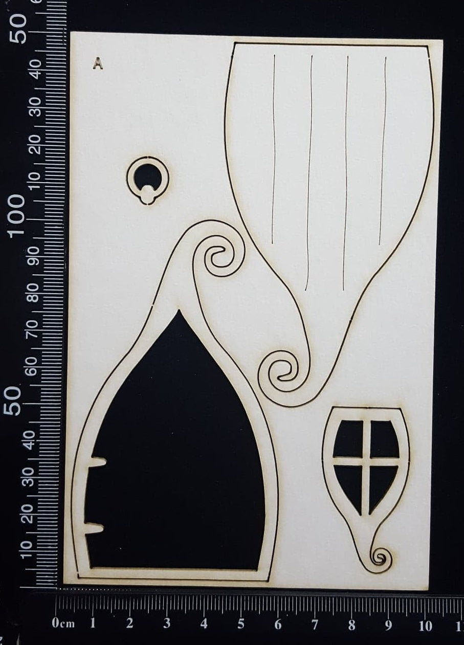 Fairy Door and Window - Layering Set - A - White Chipboard