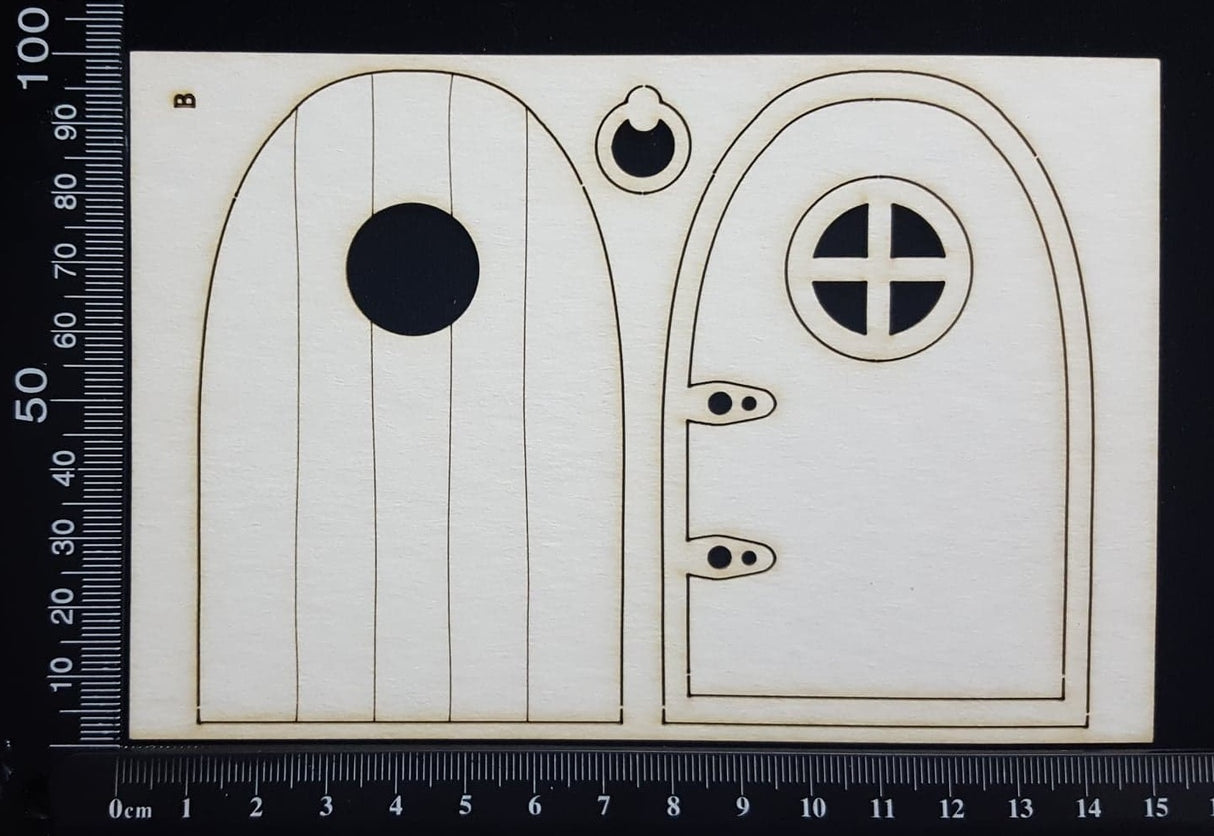 Fairy Door and Window - Layering Set - B - White Chipboard