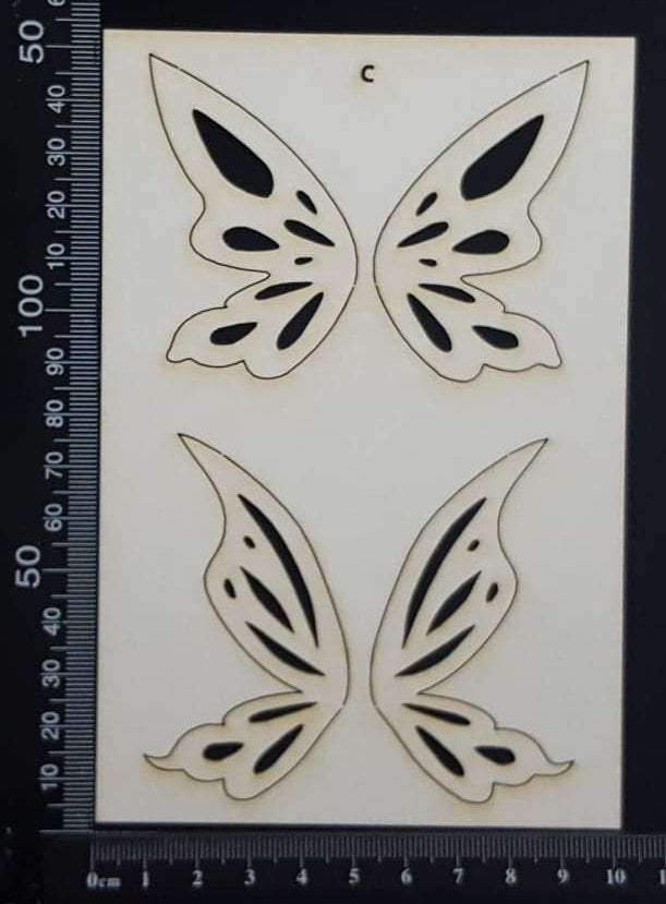 Fairy Wings Set - C - White Chipboard
