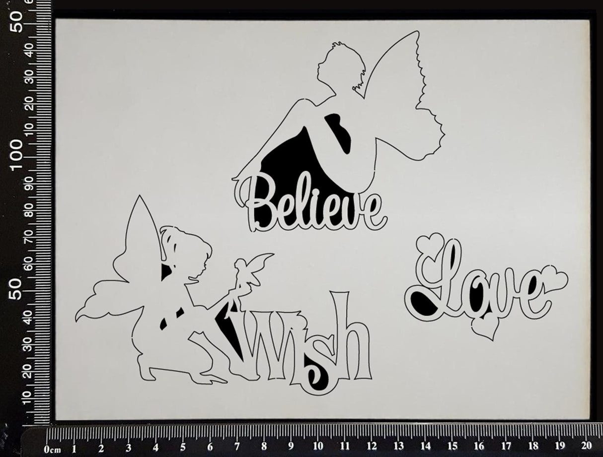 Fairy Word Set - C - White Chipboard