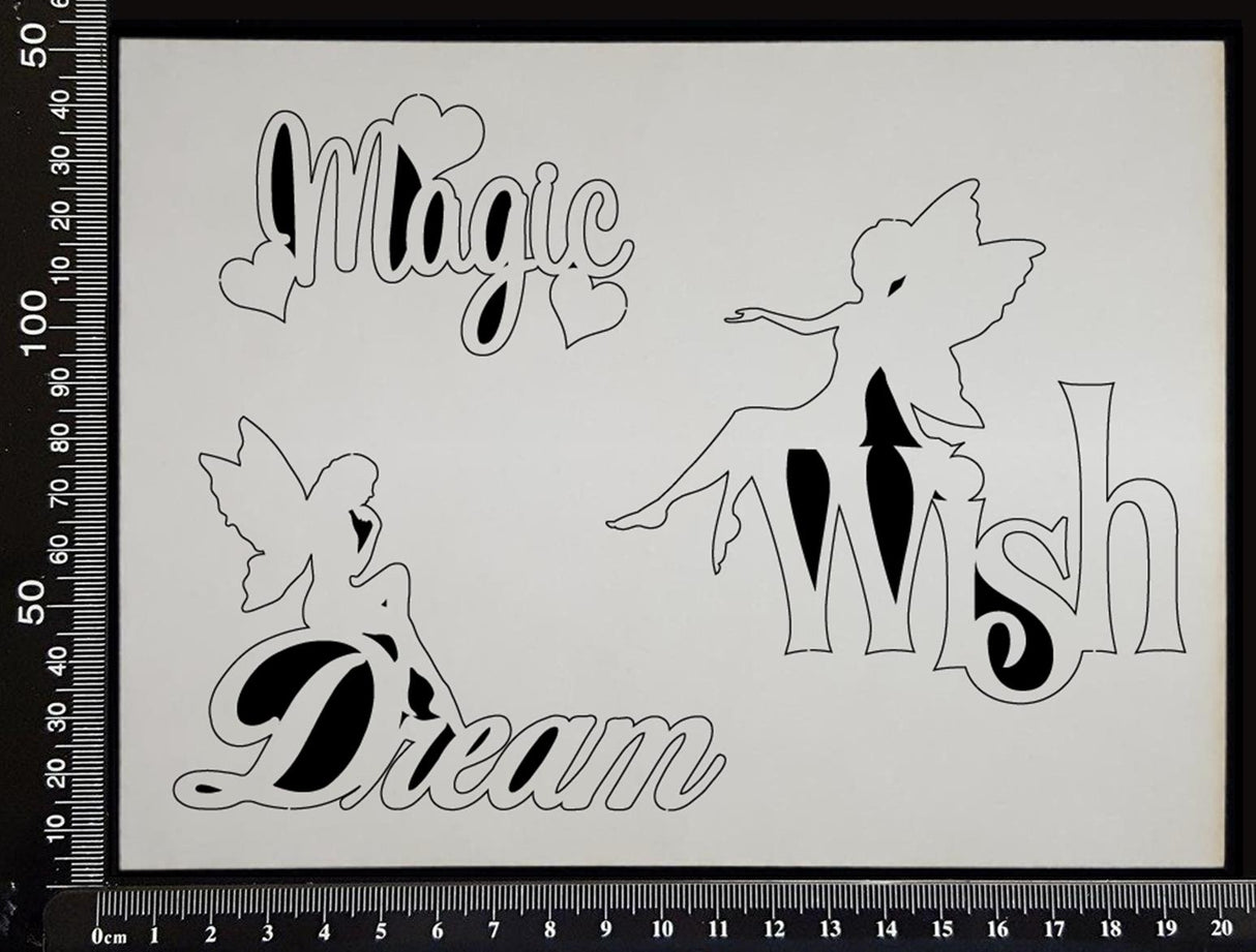 Fairy Word Set - D - White Chipboard