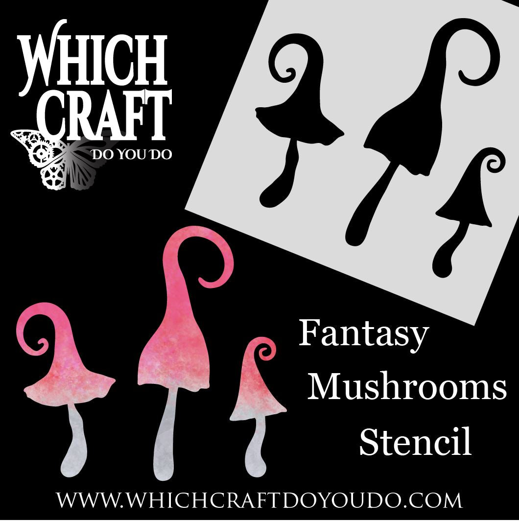 Fantasy Mushrooms - A - Stencil - 150mm x 150mm
