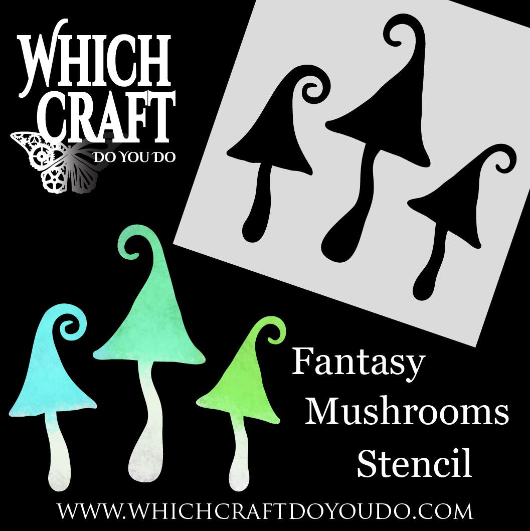 Fantasy Mushrooms - B - Stencil - 150mm x 150mm