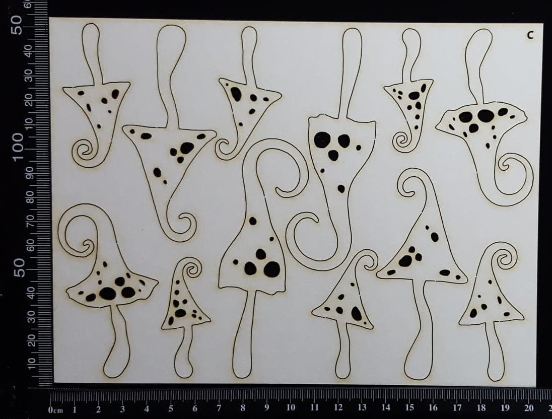 Fantasy Mushrooms Set - C - White Chipboard