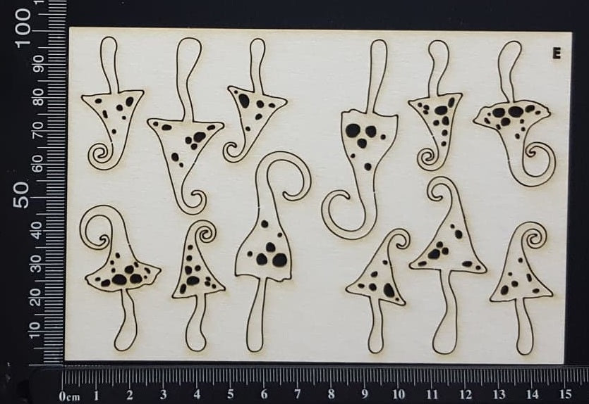 Fantasy Mushrooms Set - E - White Chipboard