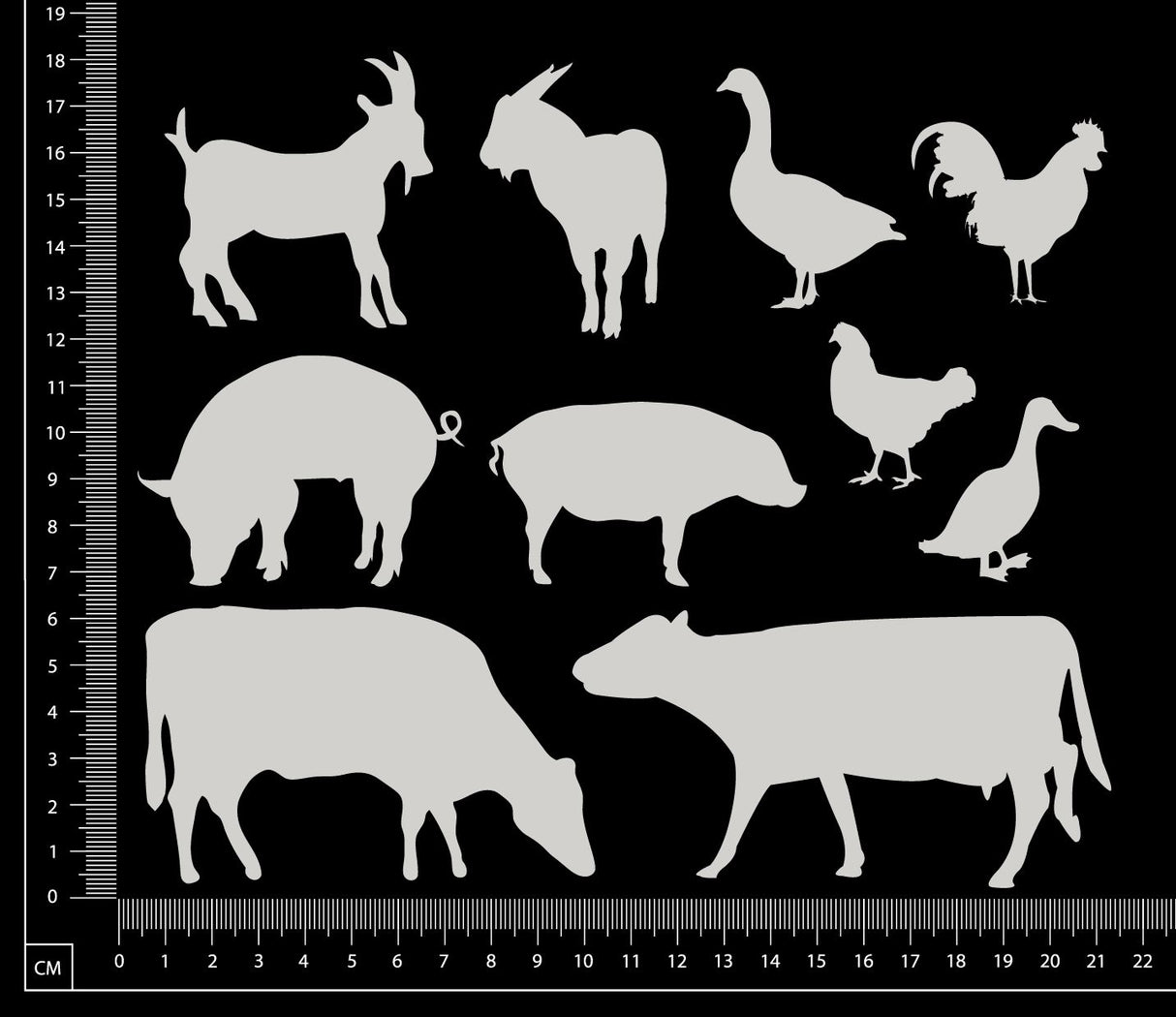 Farm Animals Set - B - White Chipboard