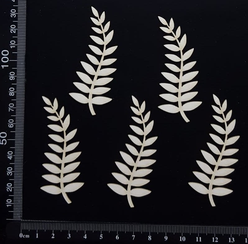 Fern Leaves Set - B - White Chipboard