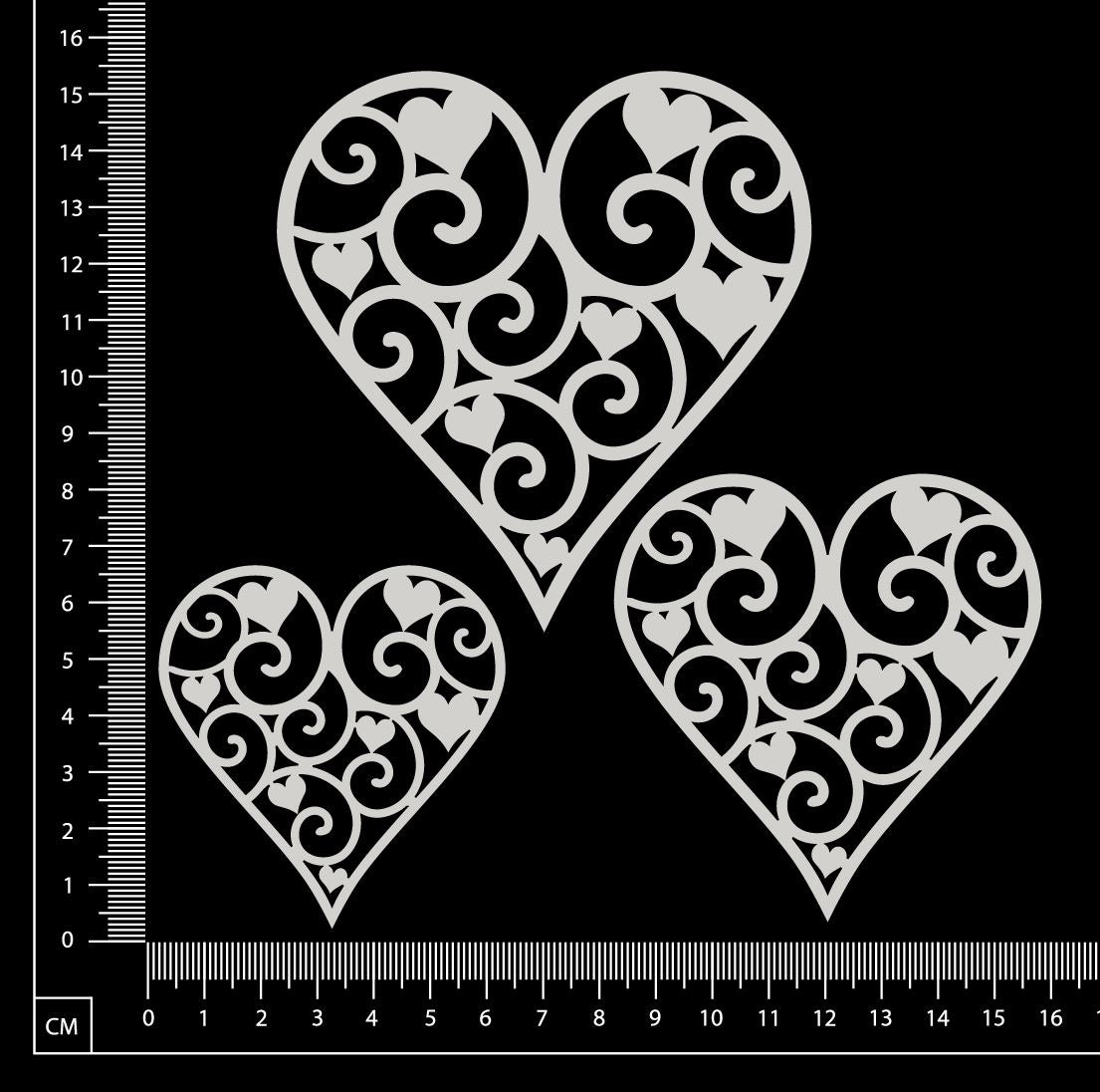 Filigree Heart Set - White Chipboard