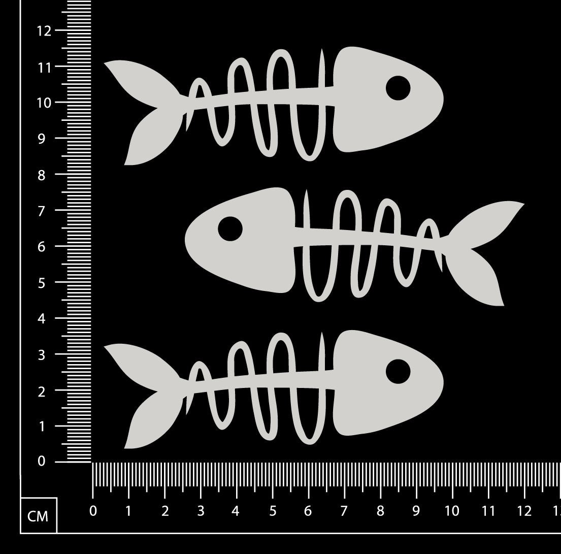 Fish Bones Set - A - Large - White Chipboard