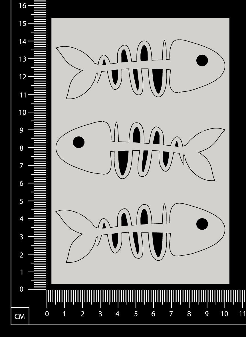 Fish Bones Set - A - Large - White Chipboard
