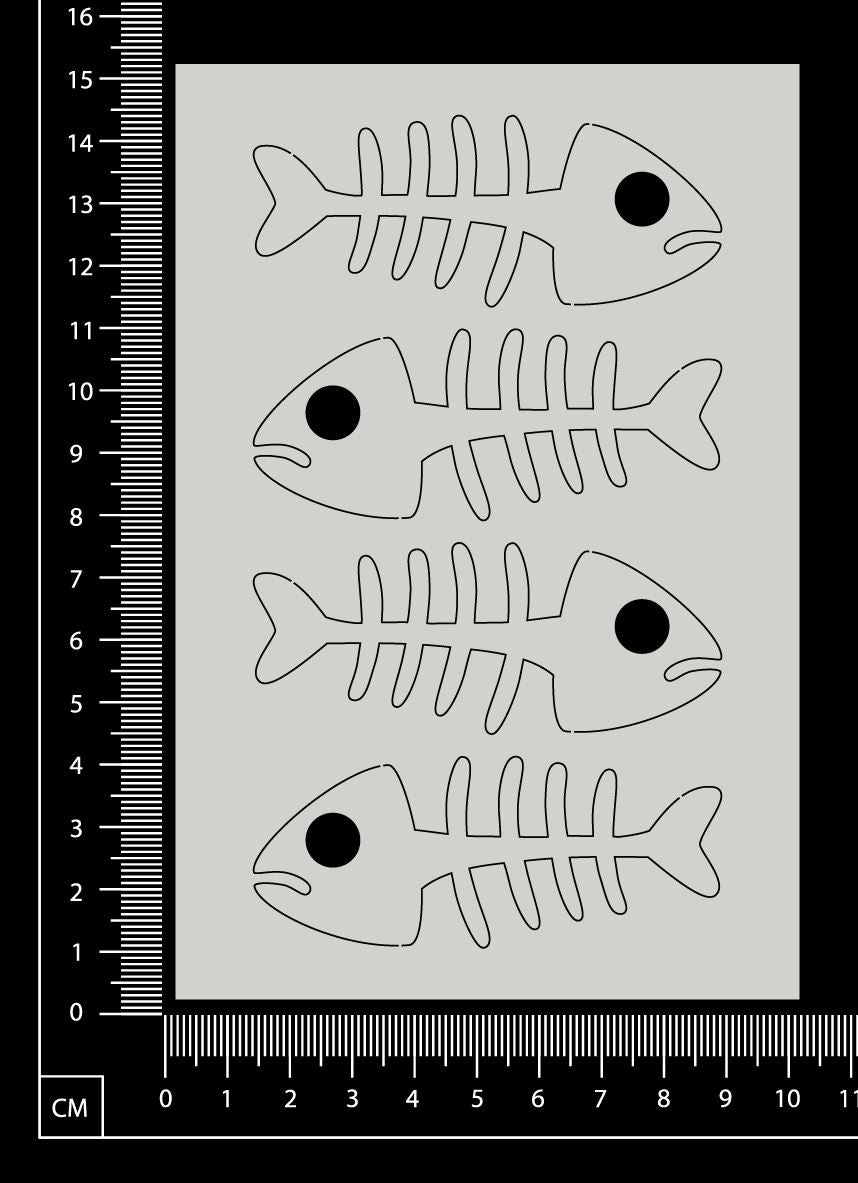Fish Bones Set - D - Medium - White Chipboard