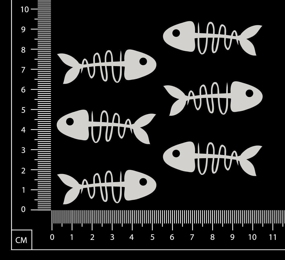 Fish Bones Set - E - Small - White Chipboard