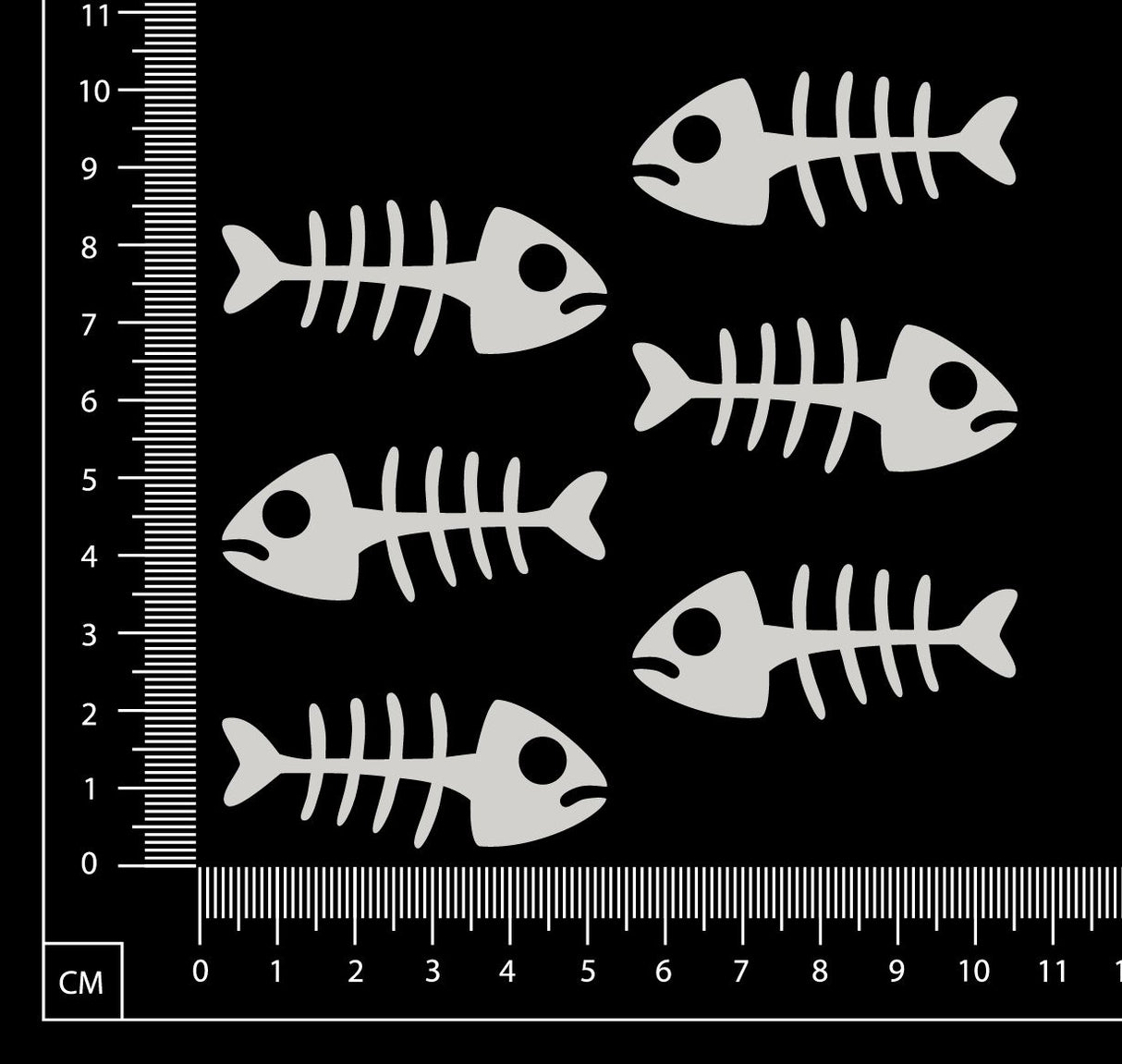 Fish Bones Set - F - Small - White Chipboard