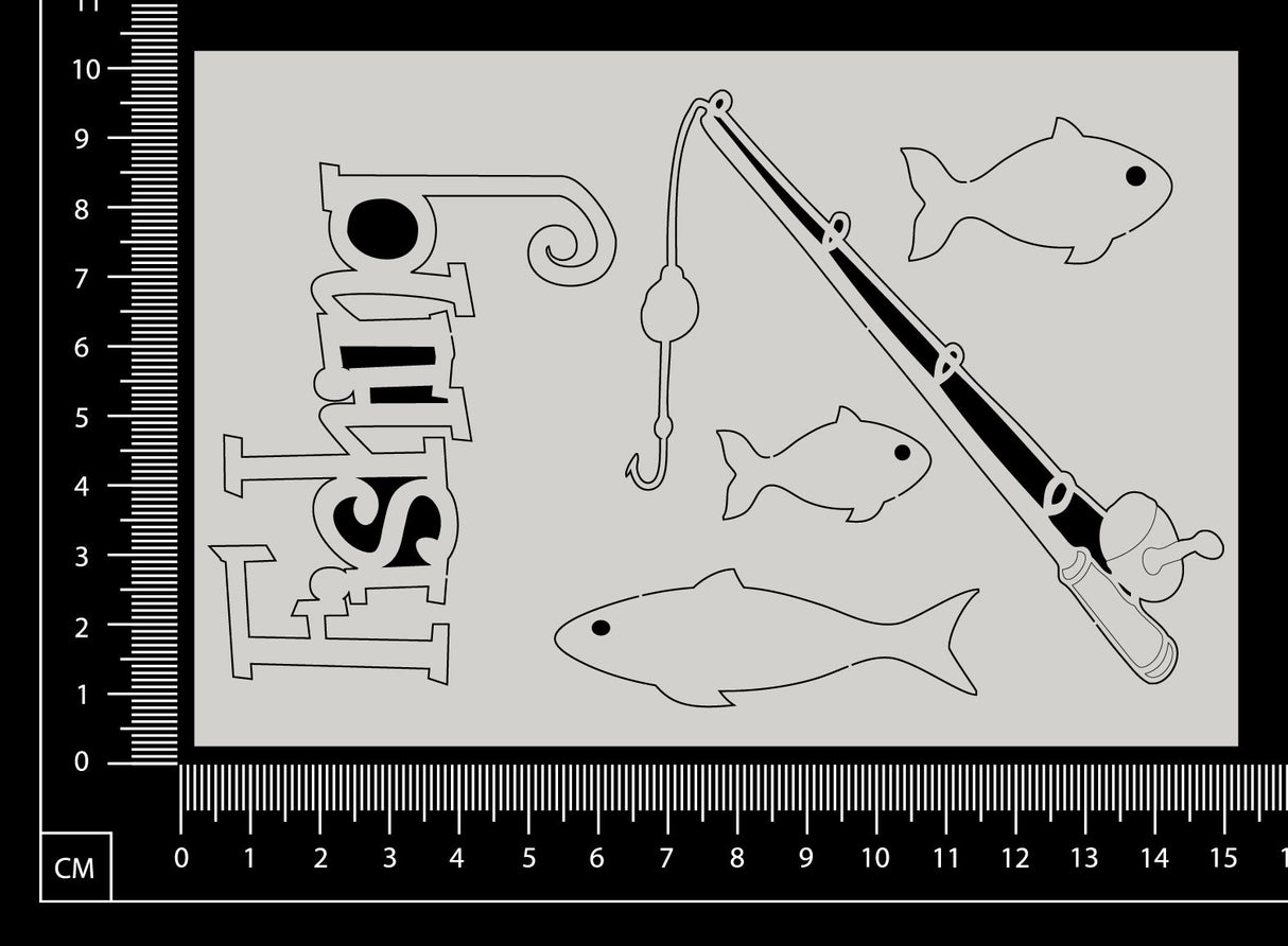 Fishing Set - White Chipboard