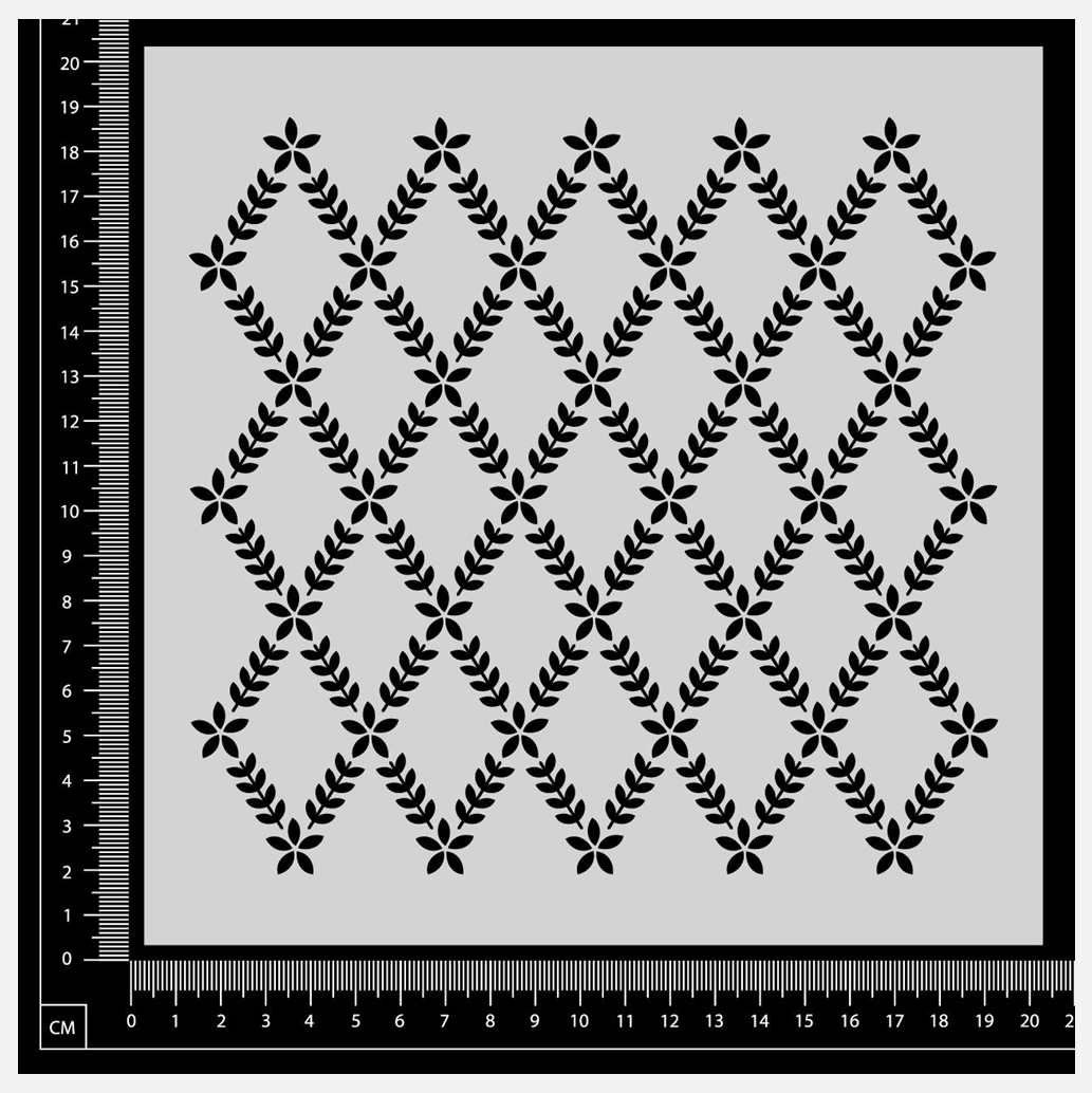 Floral Diamonds - Stencil - 200mm x 200mm