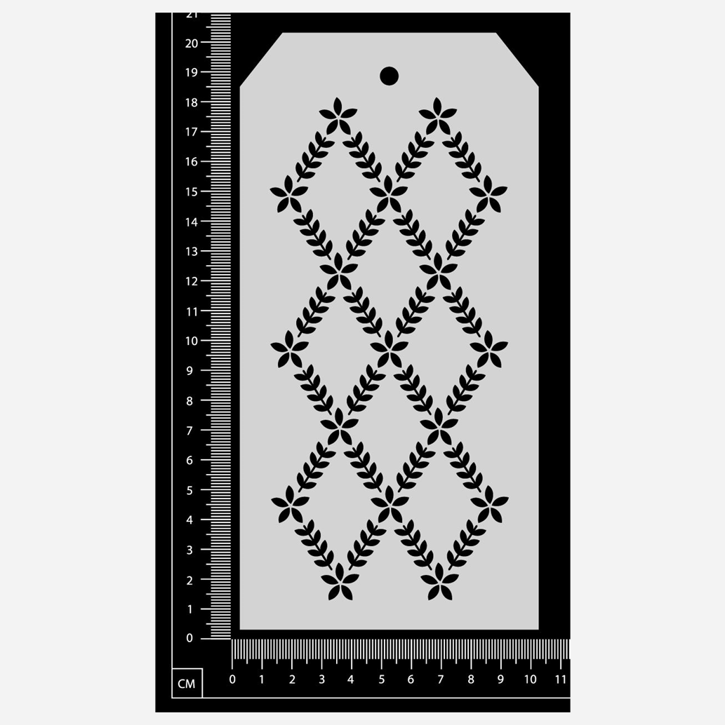 Tag Stencil - Floral Diamonds - 100mm x 200mm