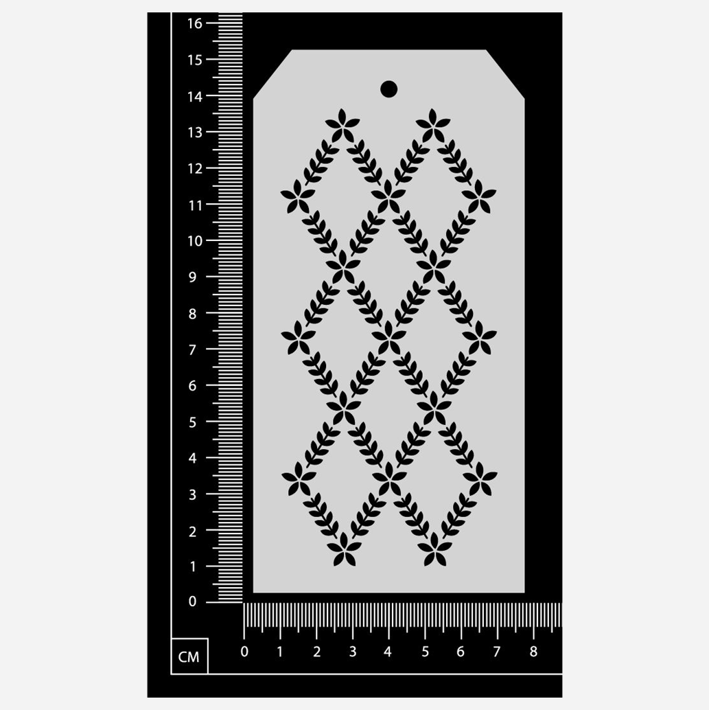 Tag Stencil - Floral Diamonds - 75mm x 150mm