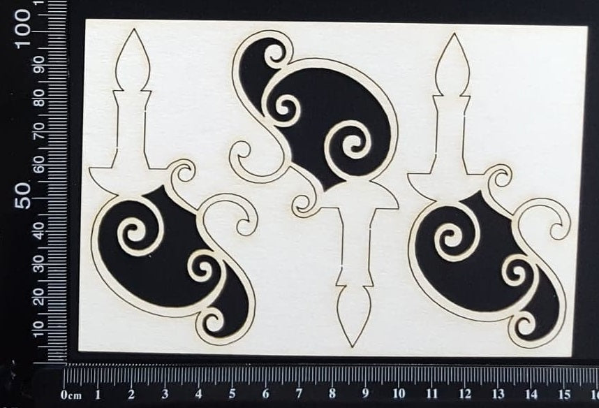 Flourish Candles Set - White Chipboard