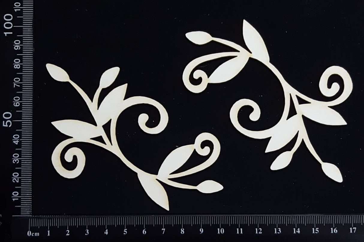 Flower Bud Flourish - B - White Chipboard