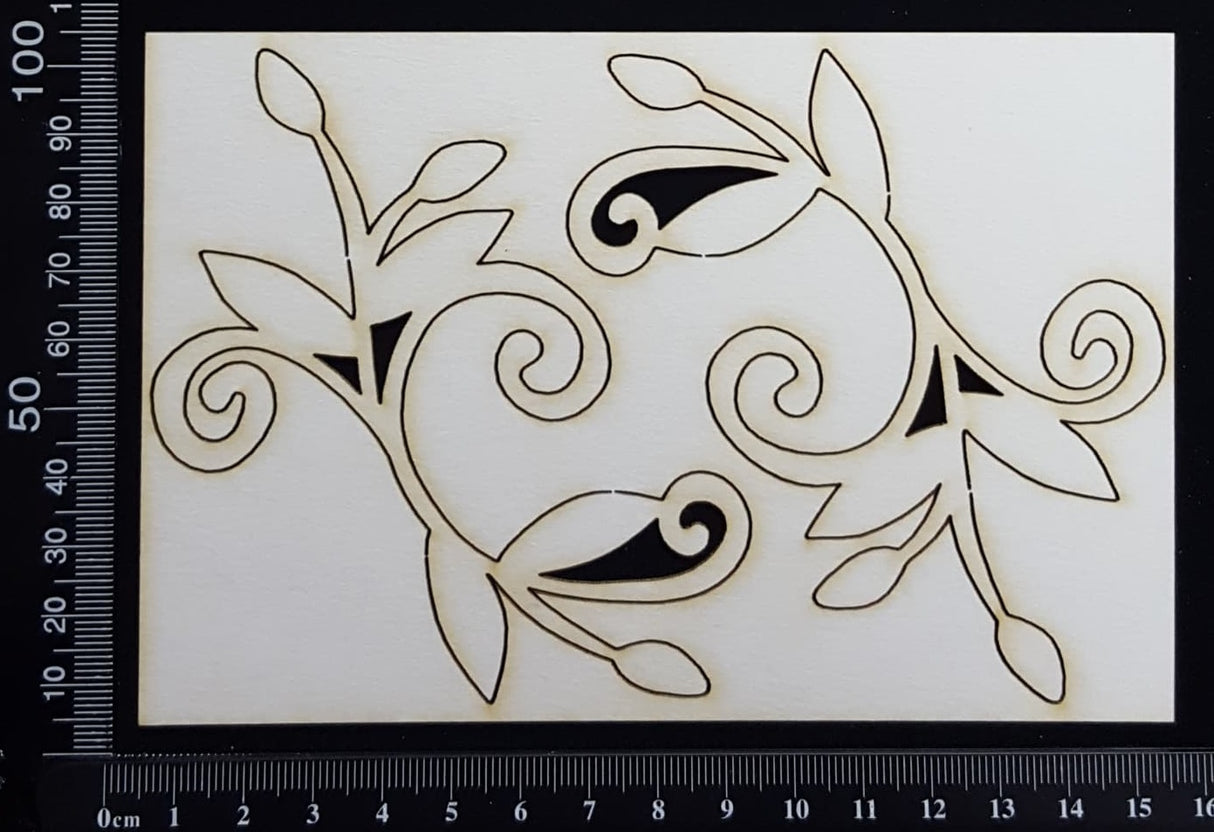 Flower Bud Flourish - B - White Chipboard