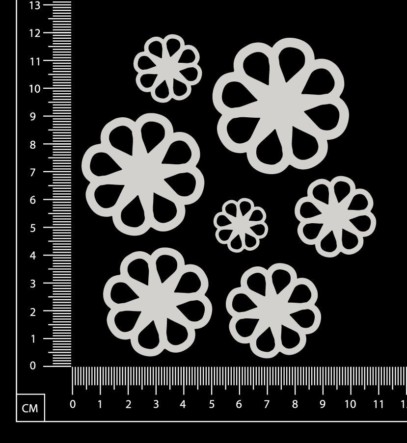Flowers Set - G - White Chipboard