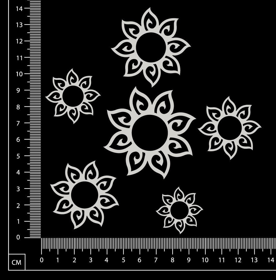 Flowers Set - H - White Chipboard
