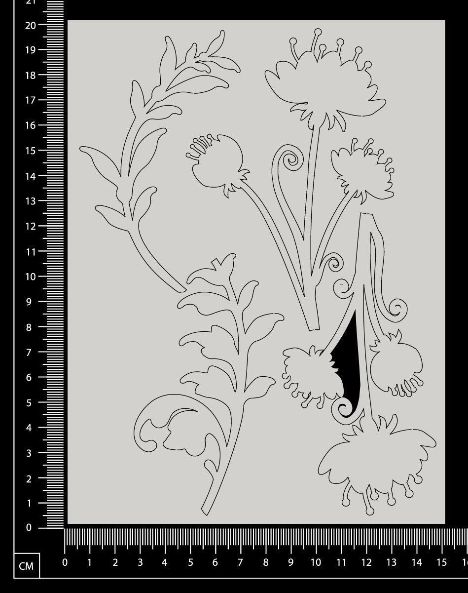 Flowers and Foliage - A - Large - White Chipboard